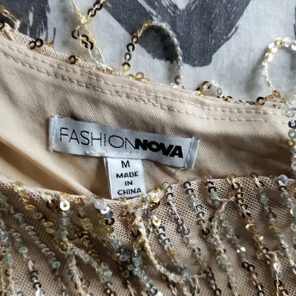 sequin mini dress ;NUDE - Picture 5 of 7